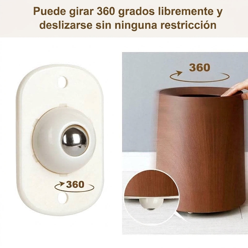 Rueda Universal Autoadhesiva 360°, bola de acero inoxidable. Mueve lo que quieras.