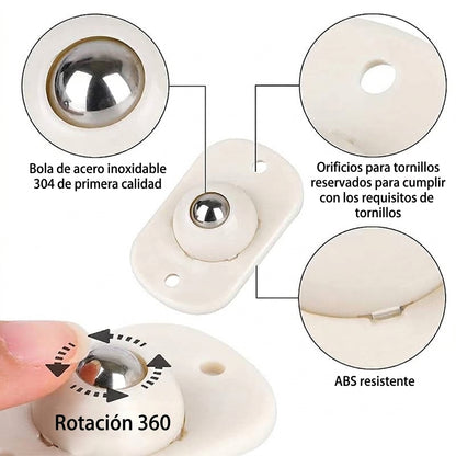 Rueda Universal Autoadhesiva 360°, bola de acero inoxidable. Mueve lo que quieras.